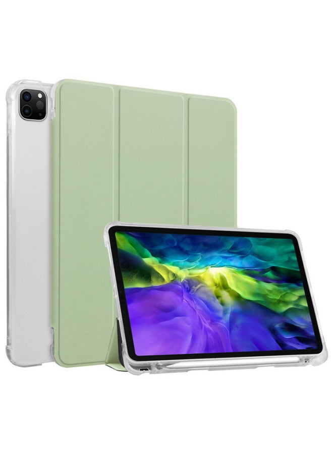 Applicable Ipadpro11 Silicone Anti-fall Case Air6 Transparent Pen Slot Flat 13 Protective Cover-Color:matcha Green-Applicable Model:iPad 9.7 2017/2018/air1/air2 Universal Transparent Pen Slot - Image 1